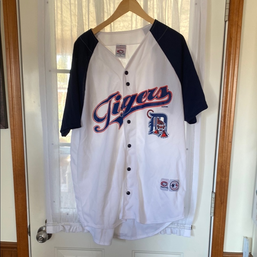MLB Detroit Tigers White and Navy Jersey size XL